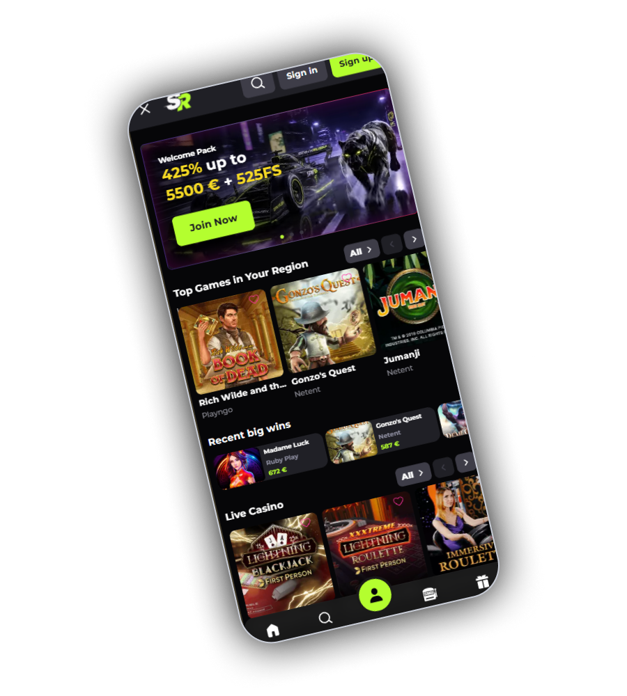 SpinyRush Casino Lobby UK